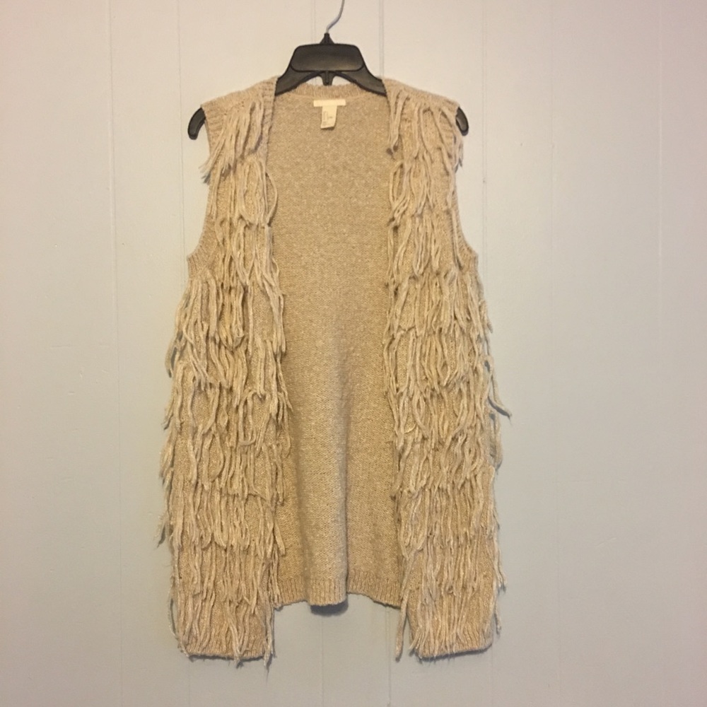 H&M fringed open sweater vest